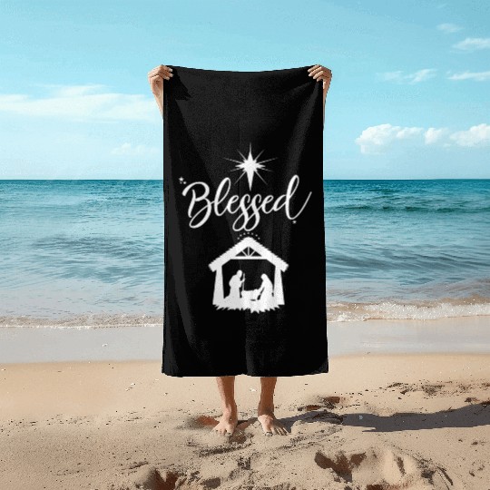 Christian Blessed Jesus Nativity Scene Faith Beach Towels