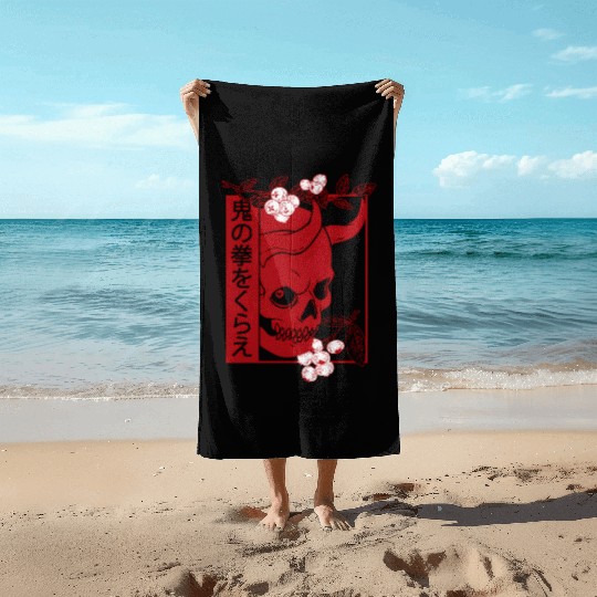 Japanese Demon Face ull Devil Oni Harajuku Beach Towels