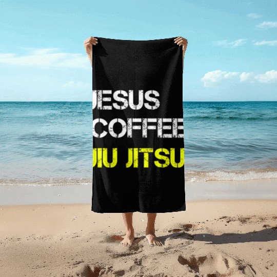 Jesus Coffee Jiu Jitsu Bjj Wrestling Mma Judo Mial Beach Towels
