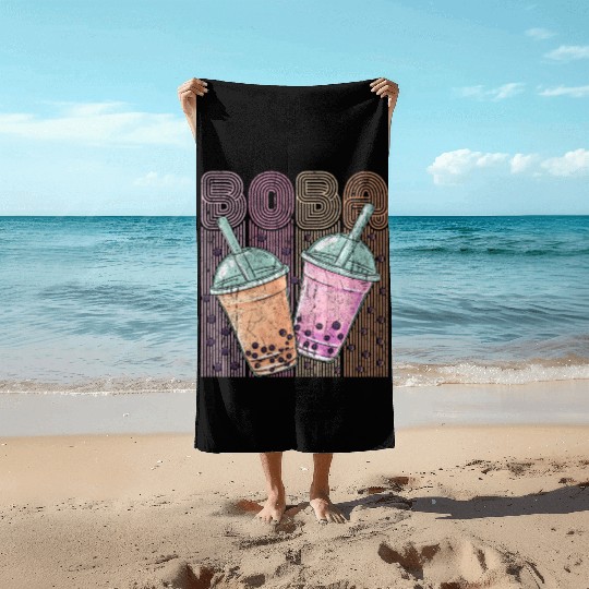 Boba Tea Design Bubbles Bubble Tea Retro Boba Beach Towels