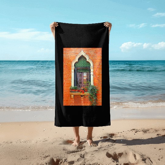 Windows of Venice Italy 9705 Beach Towels