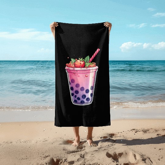 Boba Tea Design - Bubble Tea Beach Towels