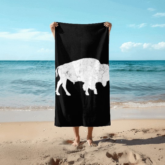 Distressed Buffalo Bison Animal Beach Towels