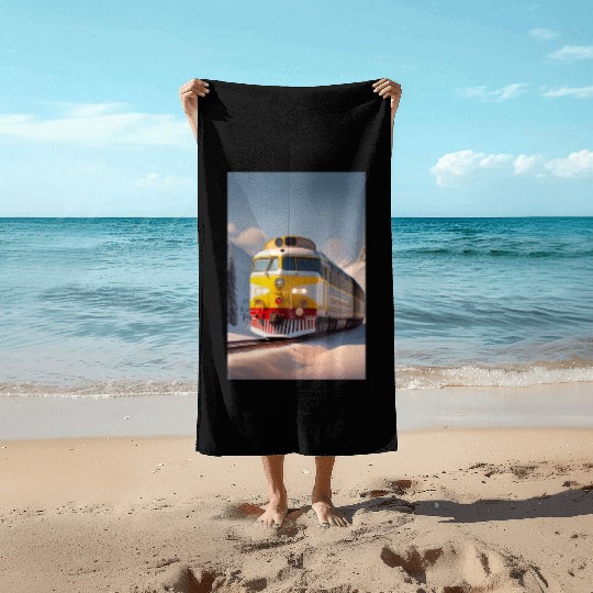 The train logo design Beach Towels