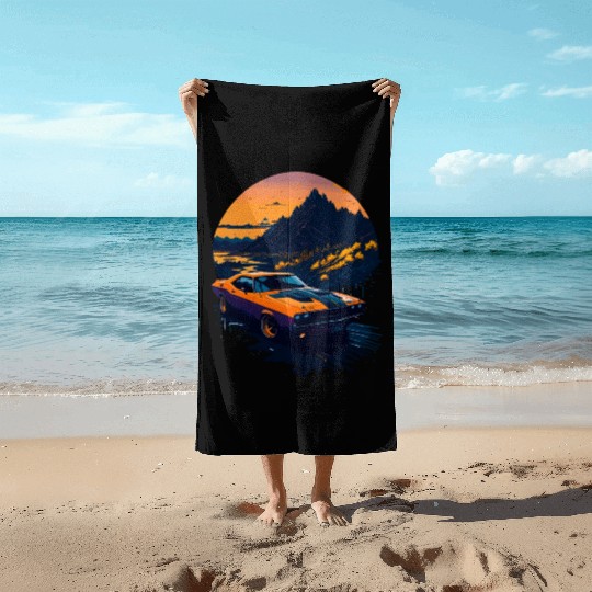 Muscle Classic Car Beach Towels