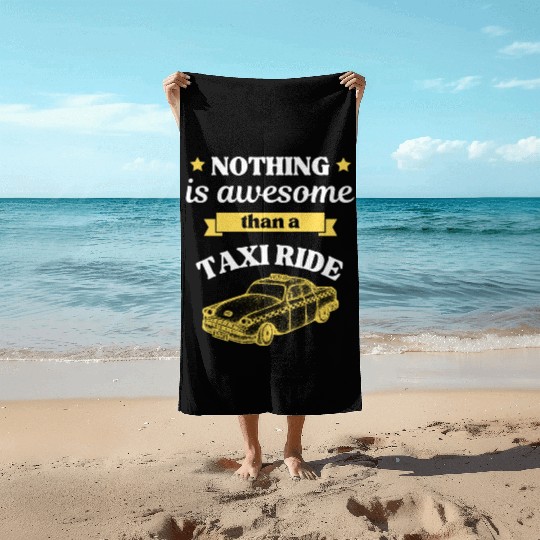 Taxi Ride Old Car Lover Beach Towels