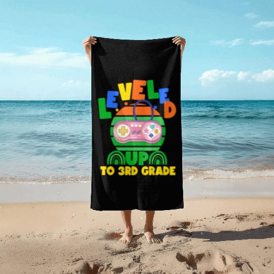 Level up to 3rd grade, back to school Beach Towels