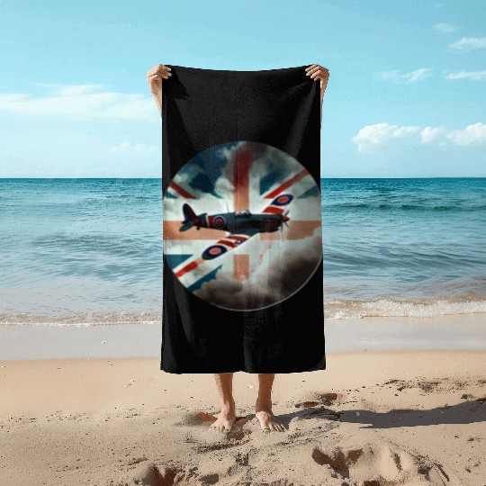 Spitfire Airplane Fighter Plane England UK Beach Towels