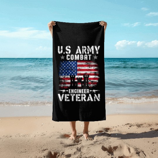 US Army Combat Engineer Veteran Beach Towels