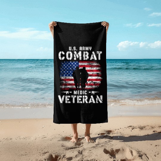 US Army Combat Medic Veteran Beach Towels