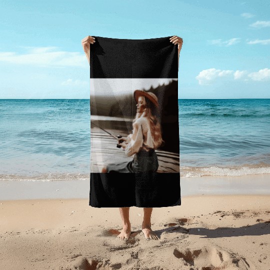 City Girl Fishing Beach Towels