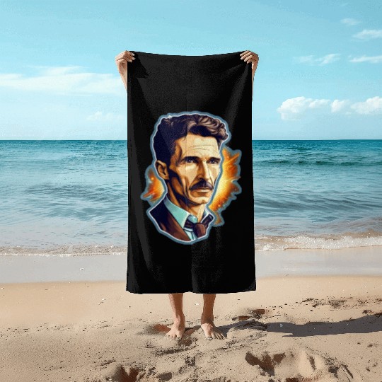 Nikola Tesla Physics Nerd Geek Natural Sciences Beach Towels