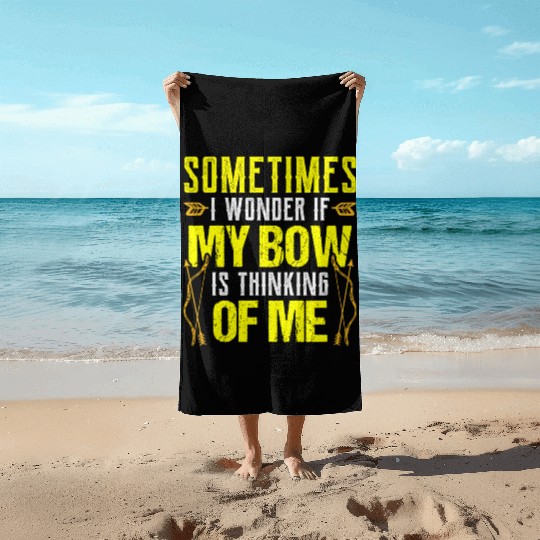 I wonder if my bow is thinking of me summer yellow Beach Towels