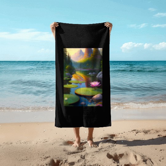 Tropical flower garden 1 Beach Towels