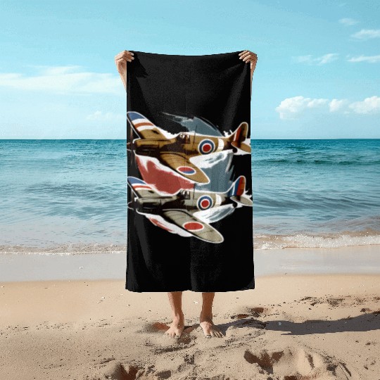 Pilot Spitfire Airplane Aviator Military Beach Towels