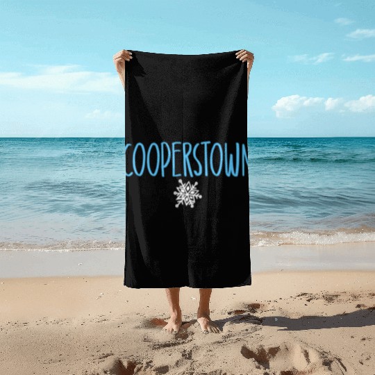 Cooperstown Ny Snowflake Drawing Light Blue Text Beach Towels