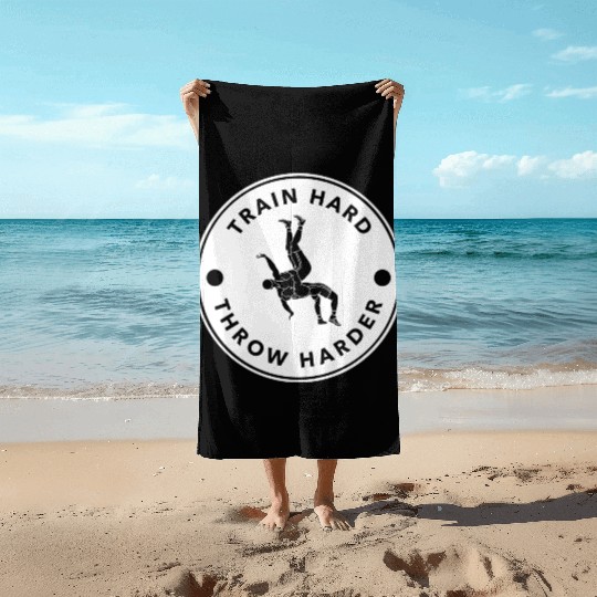 Judo train hard throw harder Beach Towels