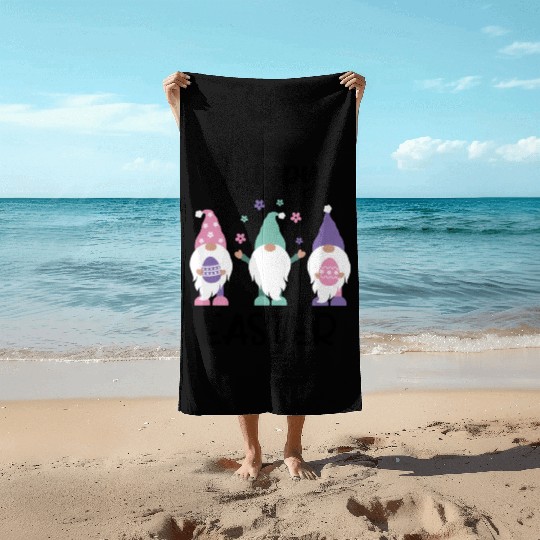 Happy Easter 2020 Gnome Egg Hunt Beach Towels