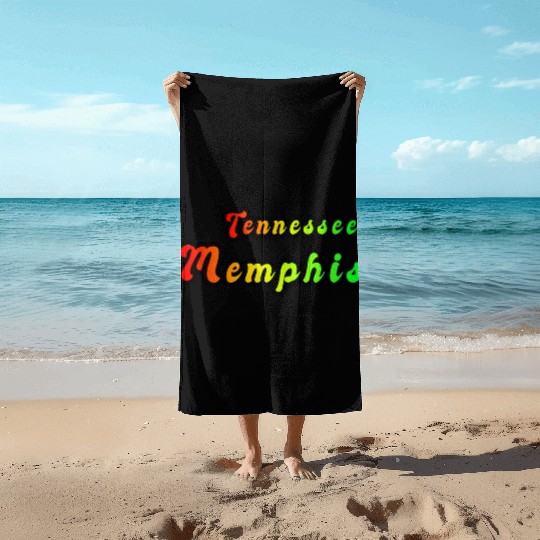 Memphis Tennessee rainbow design Beach Towels
