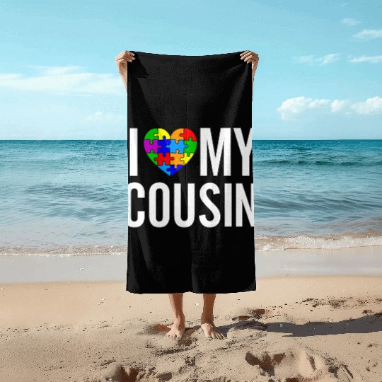 I Love My Cousin Beach Towels