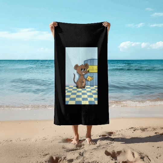 Cheesy Heart Mouse Beach Towels