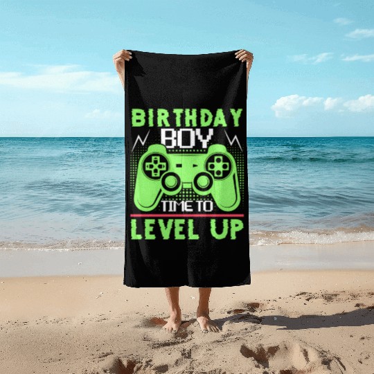 Timet O Level Up Gaming Quotes Beach Towels