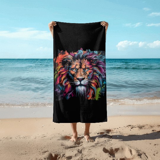 Graffiti Style Lion | Lion Lovers Beach Towels