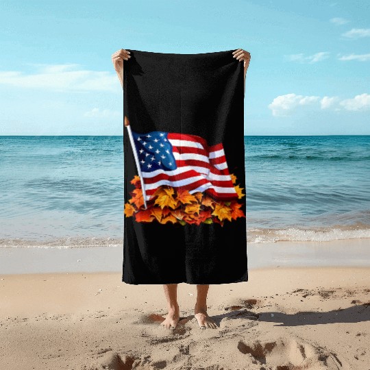 Autumn flag of the United States Beach Towels