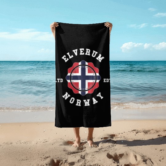 Elverum Norway Flag Badge Beach Towels