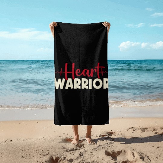 Heart Warrior Beach Towels-Heart Surgery Gift-Survivor