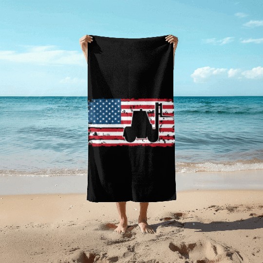 Forklift Driver Usa Flag Beach Towels