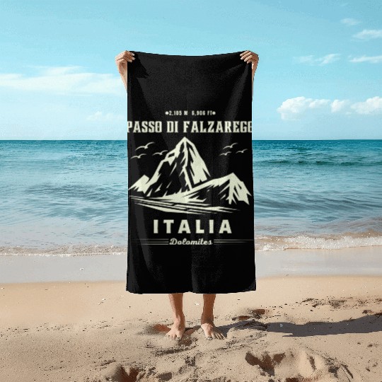 Passo di Falzarego-italian mountain pass dolomites Beach Towels