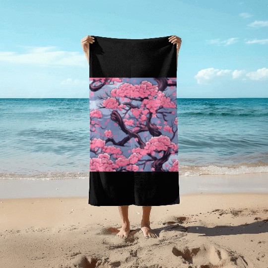 Anime Euphoria: Fantasy Cherry Blossom Dreamscape Beach Towels