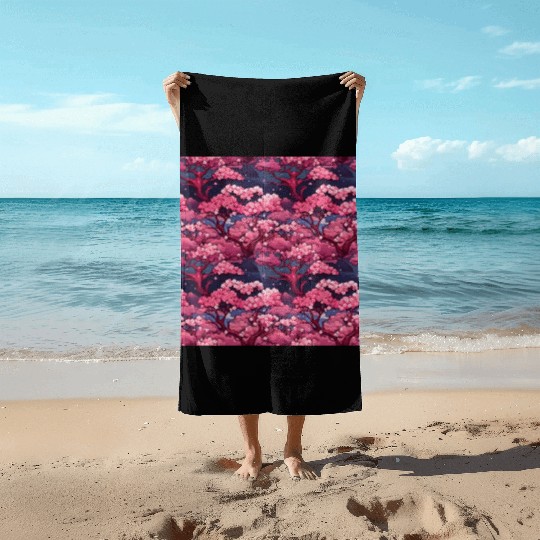 Anime Euphoria: Fantasy Cherry Blossom Dreamscape Beach Towels