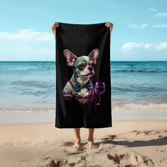 Chihuahua - France French Wine Cute Dog Souvenir Beach Towels