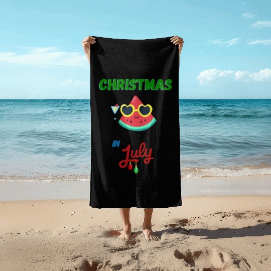 christmas in july cute watermelon Beach Towels for summer