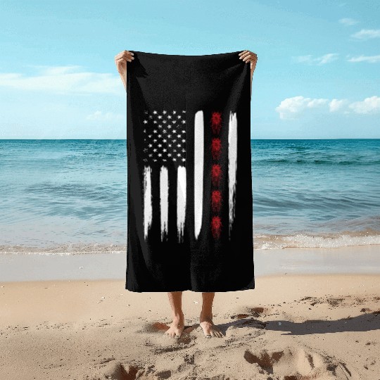 Cicada Line In Distressed Us Flag For Cicada Beach Towels