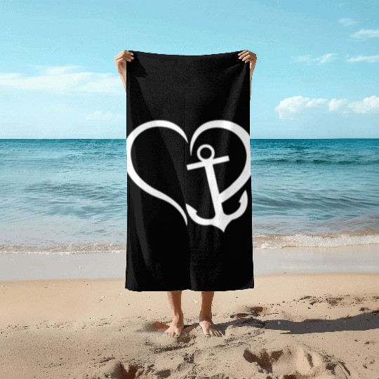 Preppy Nautical Anchor For Sailors Boaters Beach Towels