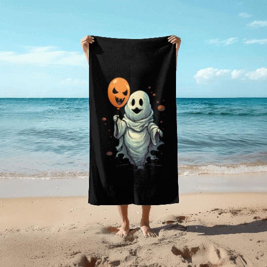 Balloon Halloween Trick Or Treat Spooky Boo Ghost Beach Towels