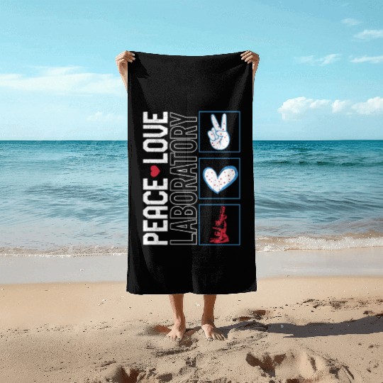Science Beach Towels, Peace Love Laboratory Beach Towels,