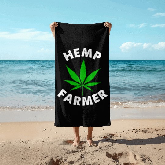 Hemp Farmer Green Leaf Beach Towels