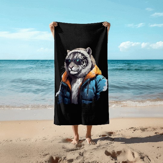 Street Style Snow Leopard | Leopard Lovers Beach Towels