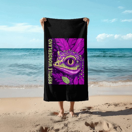 Psychedelic Reptile Wonderland Retro Designs 10 Beach Towels