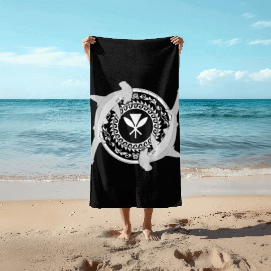 Kanaka Maoli Hammerhead Shark Beach Towels