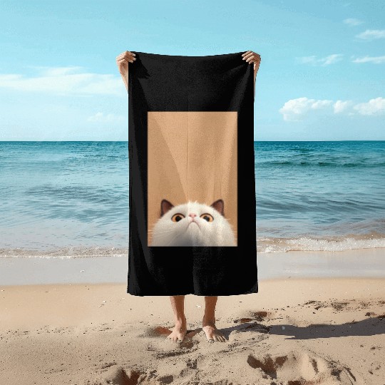 Cranky Whiskers - Adorable Grumpy Cat Beach Towels