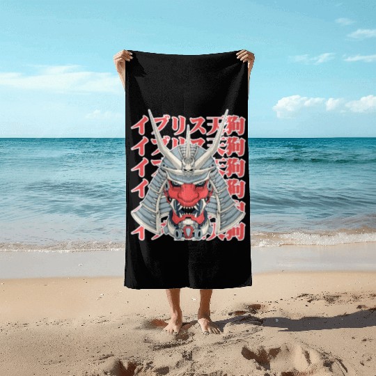 Mecha samurai tengumask Beach Towels