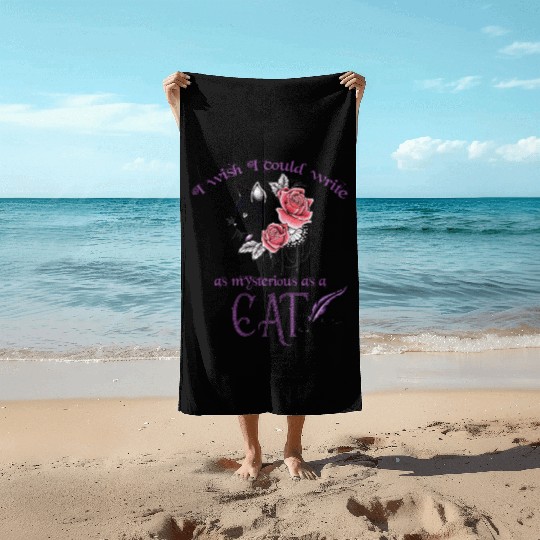 Mysterious Cat Edgar Allan Poe Beach Towels