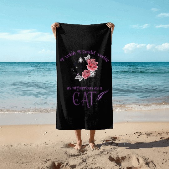 Mysterious Cat Edgar Allan Poe Beach Towels