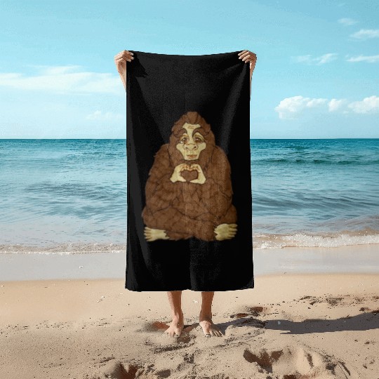Big Heart Bigfoot Beach Towels