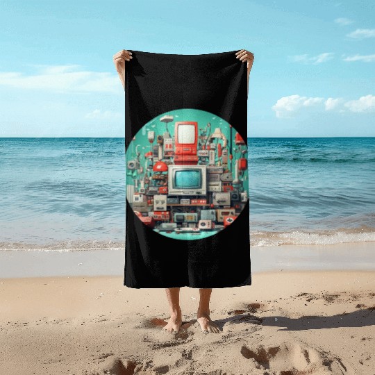 Retro Gaming Magic: Unleash the 8-Bit Nostalgia! Beach Towels